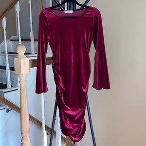 Burgundy Suede Maternity Dress.